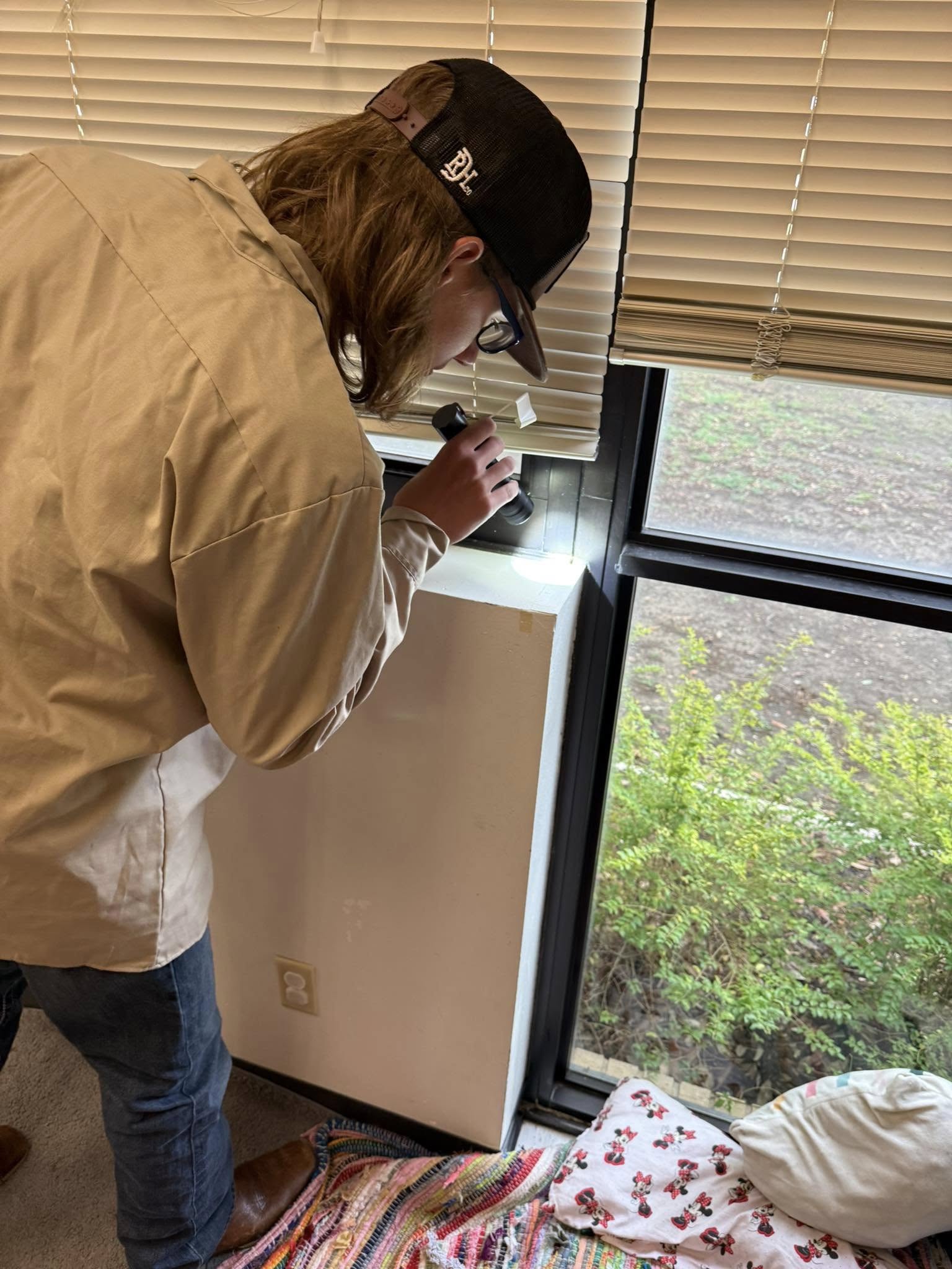 Commercial pest inspection inside a building